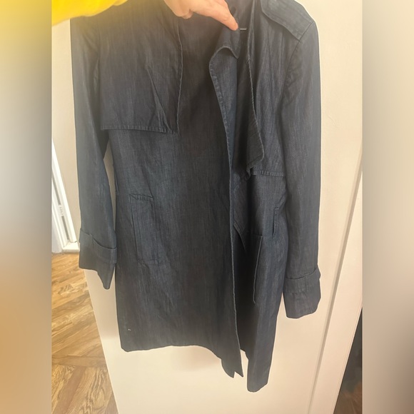 Diane Von Furstenberg DVF denim short trench coat wrap S NWOT - Picture 5 of 8